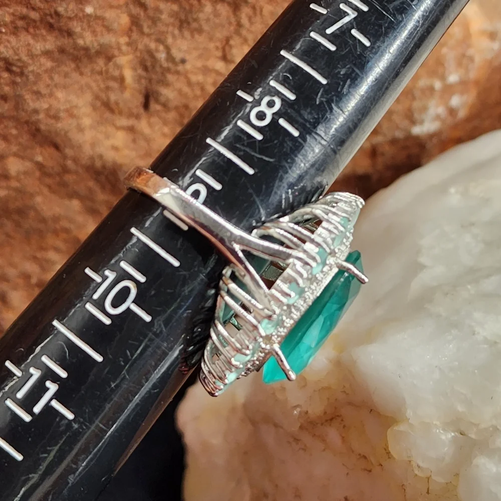 Sterling Silver 925 Ring Aqua Blue Chalcedony Gems Unique Designer Silversmith